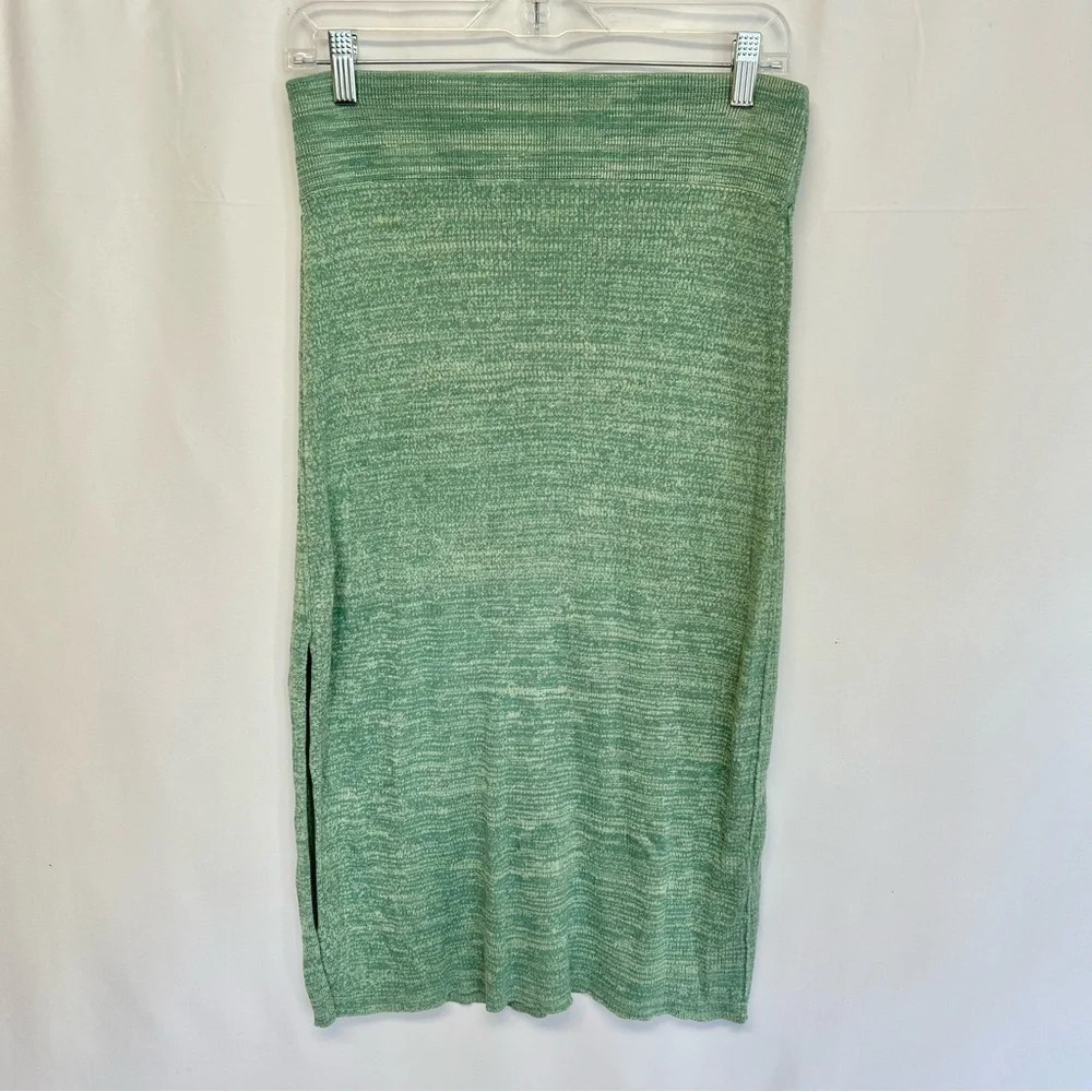 Free People Olive Green Midi Comfortable Elastic Stretch Skirt Size Medium
